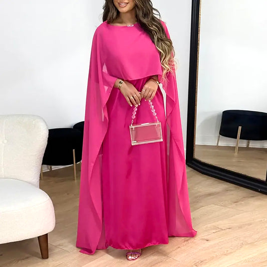 Ensemble robe mousseline fushia LYNDA