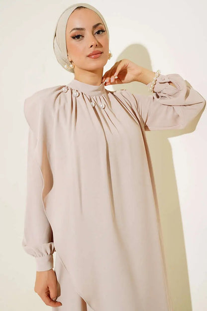 Abayas robe crème perlée